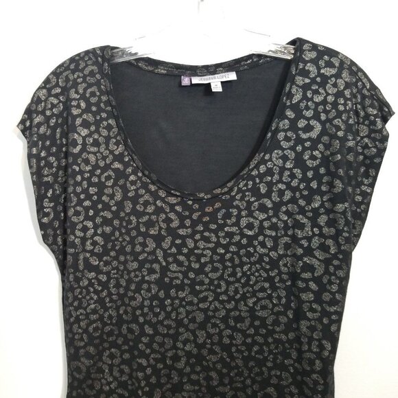 Jennifer Lopez Shimmer Animal Leopard  Print Tee M - Picture 4 of 5